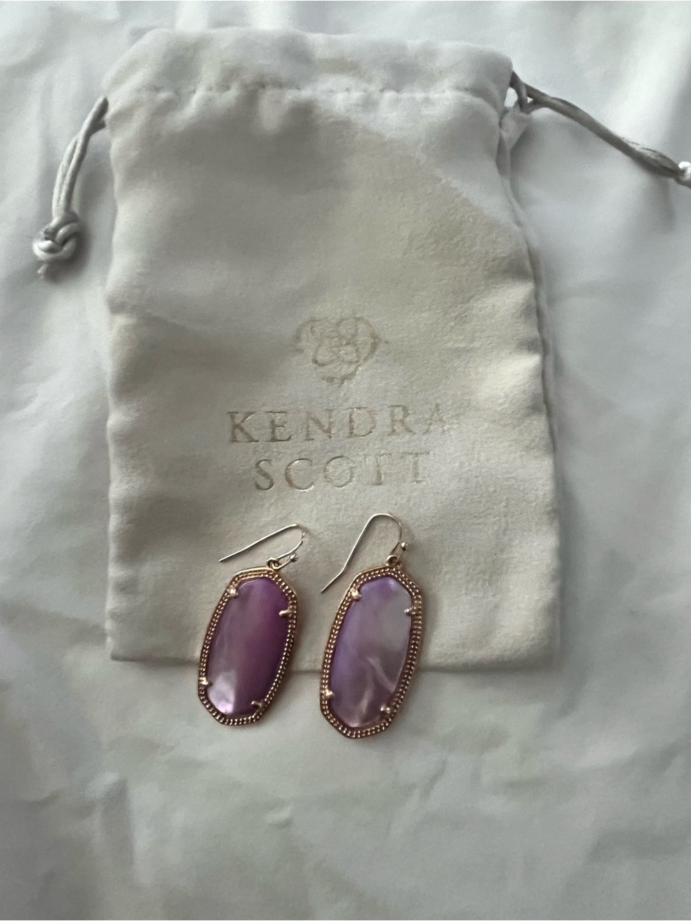 Kendra Scott Elyse Drop Earrings in Lavender with Gold - Picture 3 of 5